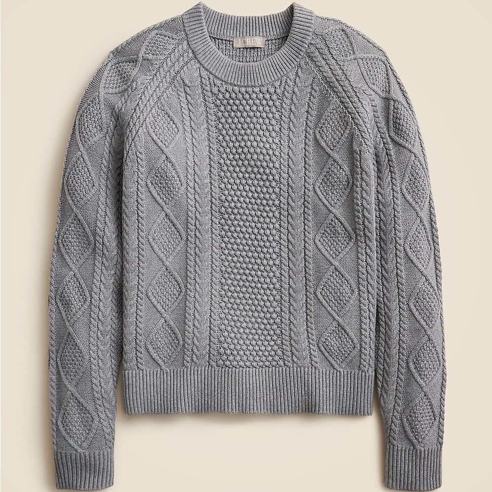 J. Crew Cotton Cable Knit Crewneck Sweater in Grey | XXL | EUC - Picture 11 of 11
